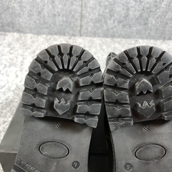 Steve Madden Womens Black Leather Combat Boots Rhinestone Harness Lug Sole Zip - Picture 14 of 16